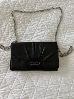 Coach Black Leather Chain Strap Crossbody